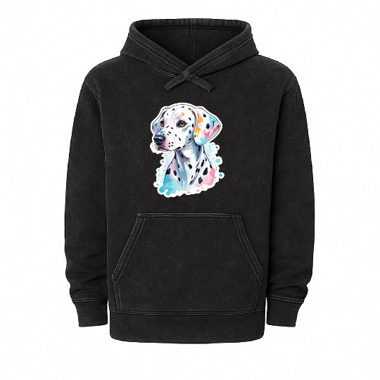 Dalmatian Dog Watercolor Mineral Wash Hoodies