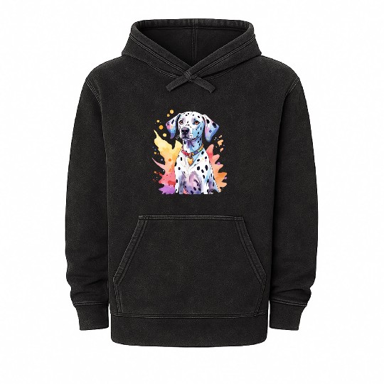 Dalmatian Dog Watercolor Mineral Wash Hoodies