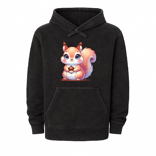 The cute squirrel with favorite food Mineral Wash Hoodies
