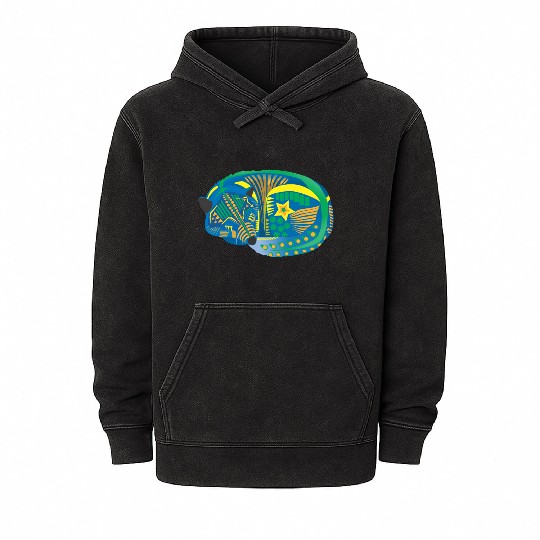 Alebrije Sleeping Wolf Mineral Wash Hoodies