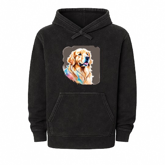 Golden Retriever Watercolor Mineral Wash Hoodies