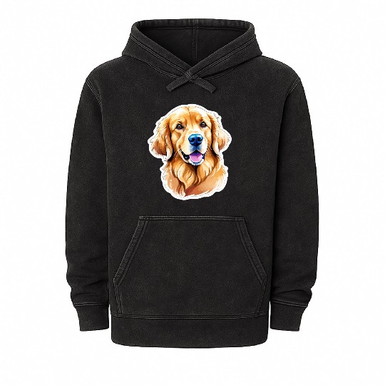 Golden Retriever Watercolor Mineral Wash Hoodies