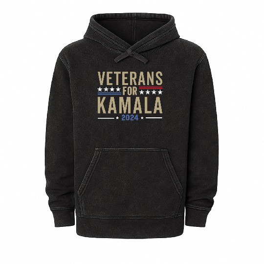 Veterans For Kamala Harris 2024 Election Mineral Wash Hoodies