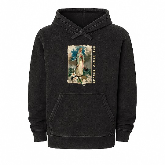 Ave Maria Schubert Latin Mass Blessed Mother Mary Mineral Wash Hoodies