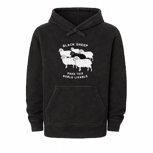 Black sheep make this world livable Mineral Wash Hoodies