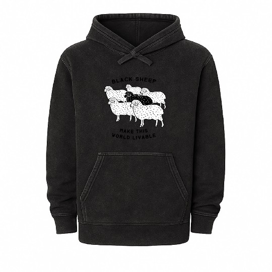 Black sheep make this world livable Mineral Wash Hoodies