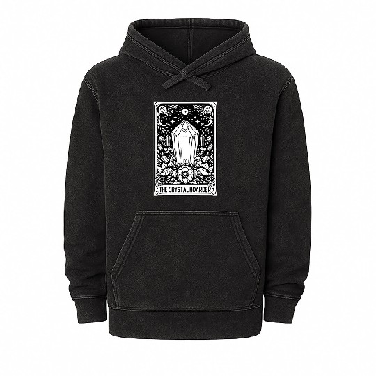 Crystal Hoarder Tarot Card Mineral Wash Hoodies