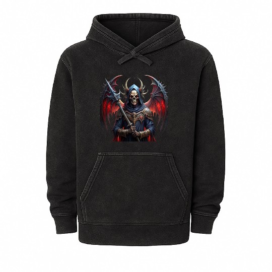 Mysterious skull with giant vampire wings Mineral Wash Hoodies