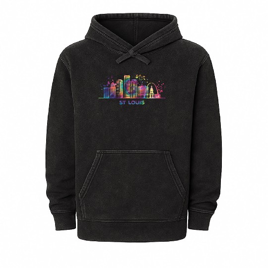St Louisian Skyline St Louis Mineral Wash Hoodies