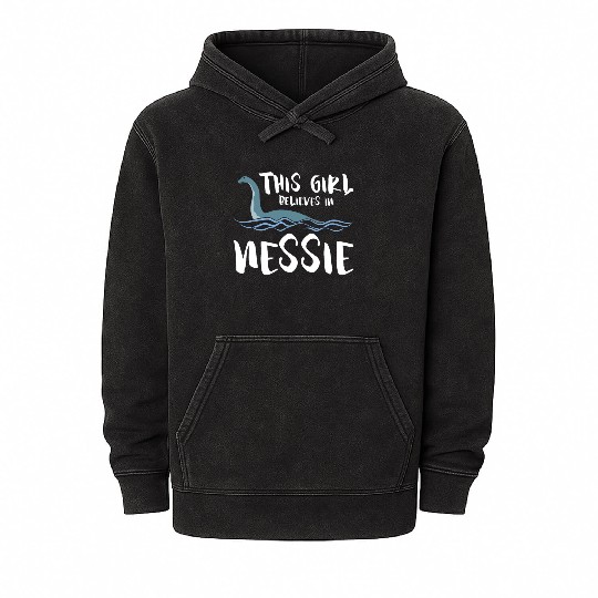 Girl Believes In Nessie Loch Ness Cryptid Mineral Wash Hoodies