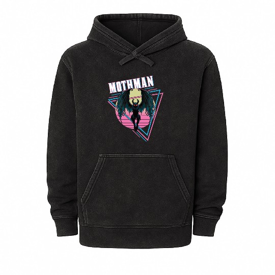 Mothman Retro Vintage Monster Creepy Cryptid Mineral Wash Hoodies