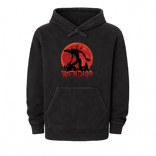 Cryptid Monsters Folk Wendigo Cryptid Creepy Mineral Wash Hoodies