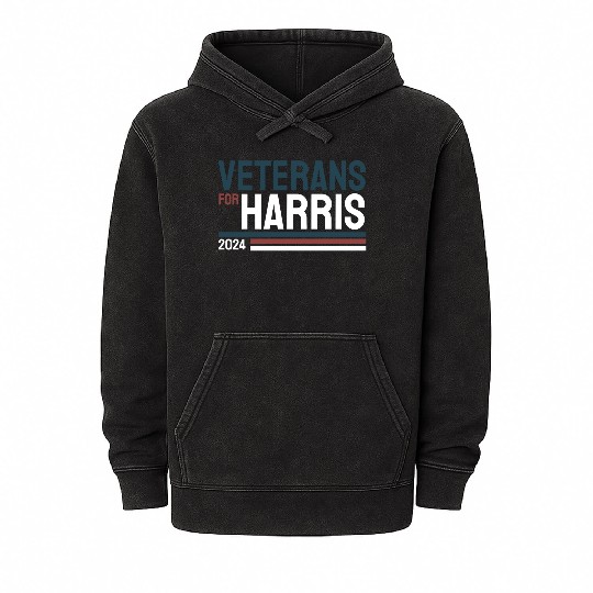 Veterans For Kamala Harris 2024 Election Mineral Wash Hoodies