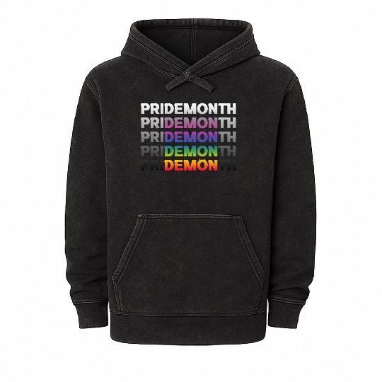 LGBT Pride Month Demon Lesbian Rainbow Gay Pride Mineral Wash Hoodies