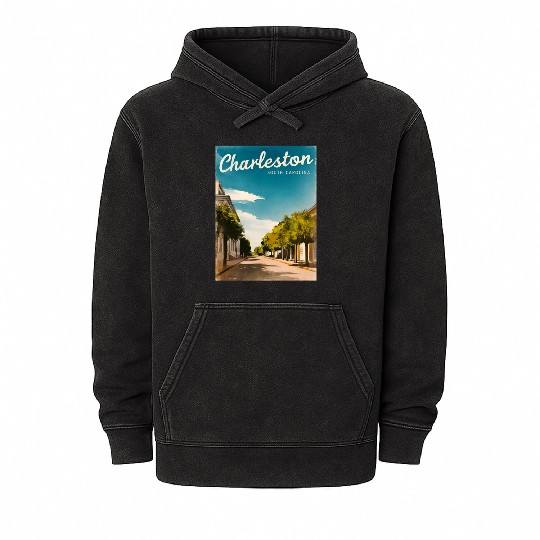 Vintage Travel Charleston South Carolina Retro Mineral Wash Hoodies