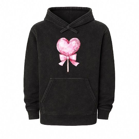 Lollipop with a pink bow Mineral Wash Hoodies