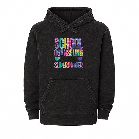School Counselor Tie Dye School Mineral Wash Hoodies