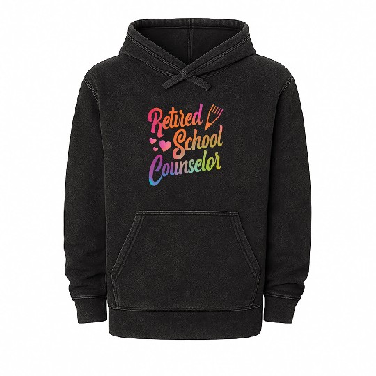 School Counselor Retired Mineral Wash Hoodies