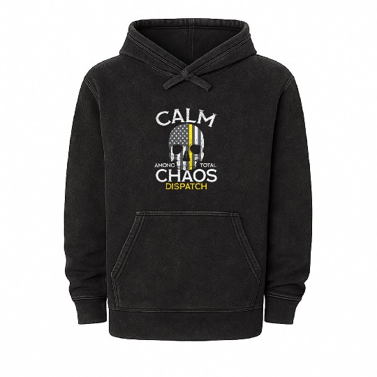Calm Among Total Chaos 911 Dispatcher US Flag Mineral Wash Hoodies
