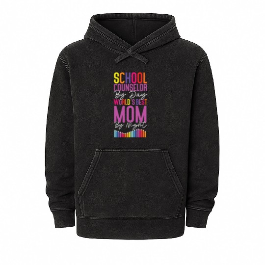 School Counselor Mom School Mineral Wash Hoodies
