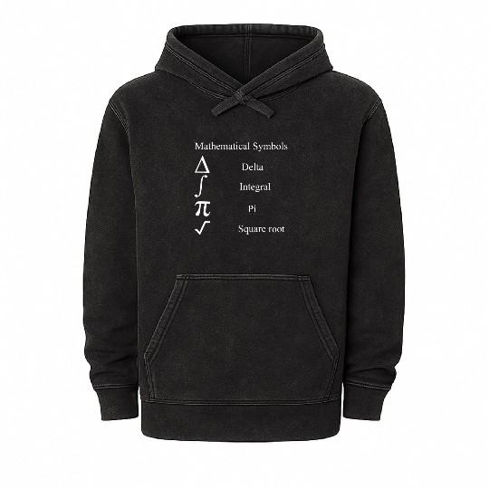 mathematical symbols Pi Square root Integral Delta Mineral Wash Hoodies