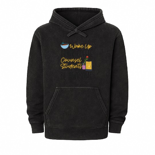 School Counselor Coffee Wake Up Mineral Wash Hoodies