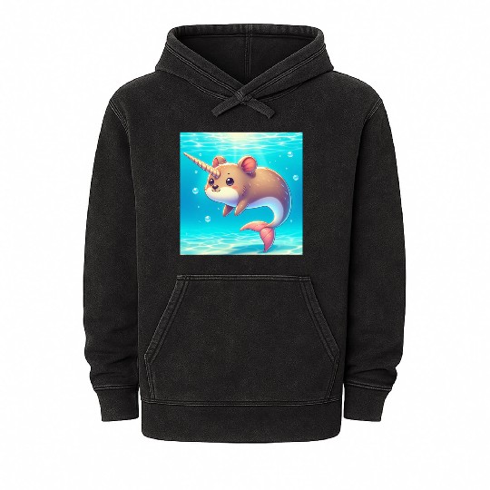 The narwhal-qoukka Mineral Wash Hoodies