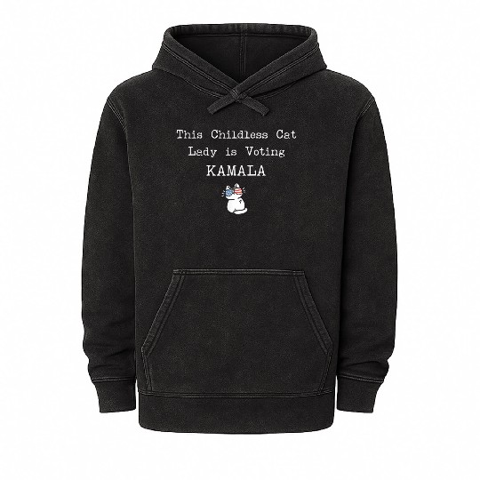 This Childless Cat Lady is Voting Kamala Election Mineral Wash Hoodies