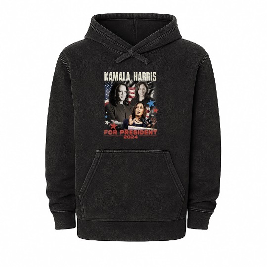 Kamala Harris for President 2024 Madam President Mineral Wash Hoodies
