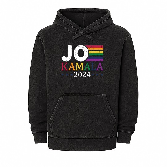 JO Kamala Harris 2024 Presidential Election Mineral Wash Hoodies