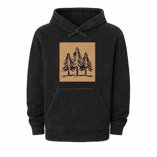 Skinny pine trees Pine forest gift for nature hike Mineral Wash Hoodies
