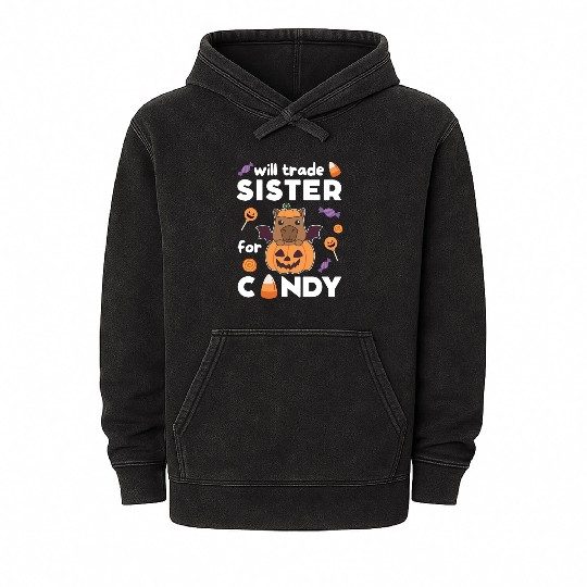 Capybara Halloween Trade Sister For Candy Mineral Wash Hoodies