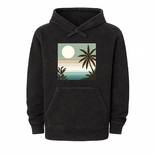 Tropical Sunset Oasis Mineral Wash Hoodies