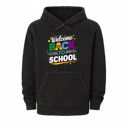 Welcome Back To School Bus Happy First Day Of Scho Mineral Wash Hoodies