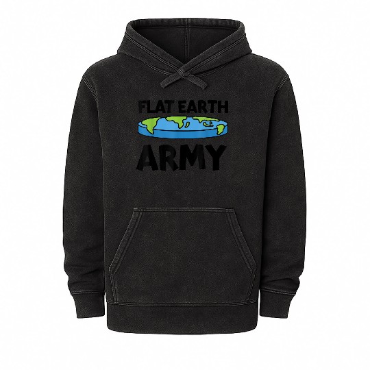 Flat Earth Army Flat Earther Flat Earth Mineral Wash Hoodies