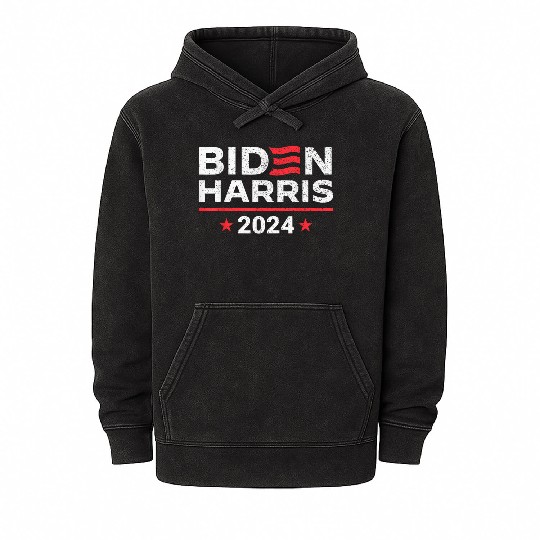 Biden Harris 2024 President American Flag Joe Bide Mineral Wash Hoodies