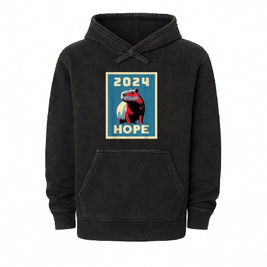 Capybara Hope 2024 Presidential Election Campaign Mineral Wash Hoodies