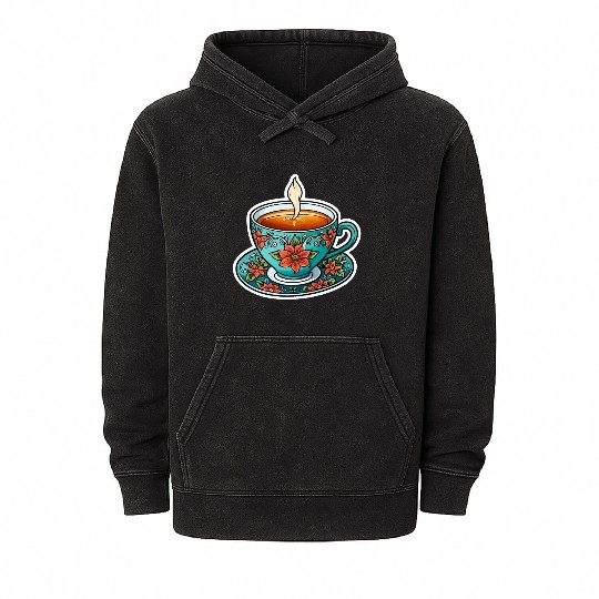 Cup Of Tea Neo Traditional Mineral Wash Hoodies