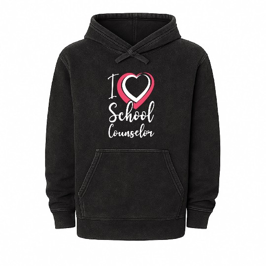 School Counselor Heart I (Heart) Mineral Wash Hoodies