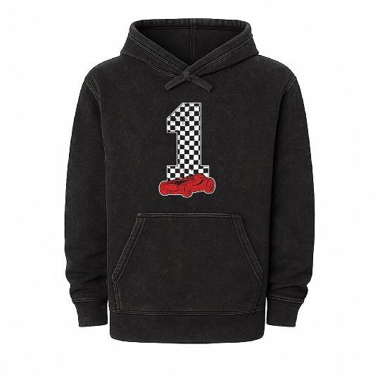 01 Year Old Pit Crew Boy Car Racing 1st Birthday Mineral Wash Hoodies