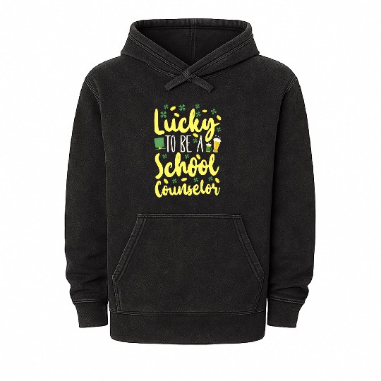 School Counselor St Patricks Day Mineral Wash Hoodies