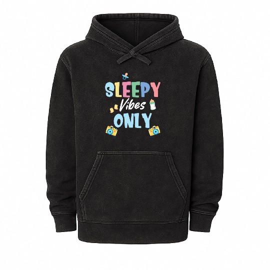 Sleepy Vibe Only Newborn Photographer Camera Mineral Wash Hoodies
