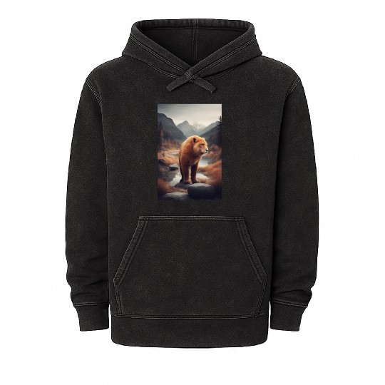 Polar Bear and Lion Cute Animals for Women Animal Mineral Wash Hoodies