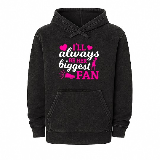 Always Her Fan Cheer Mom Cheerleading Mother's Day Mineral Wash Hoodies