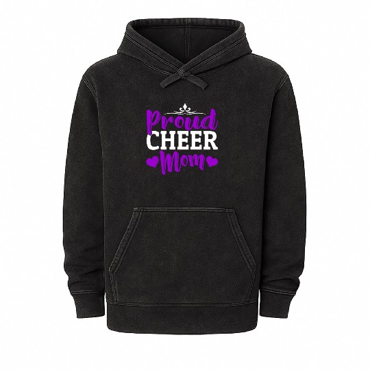 Proud Cheer Mom Cheerleading Mommy Mother's Day Mineral Wash Hoodies