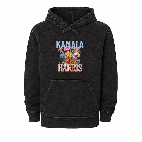 kamala harris floral vintage flowers Mineral Wash Hoodies