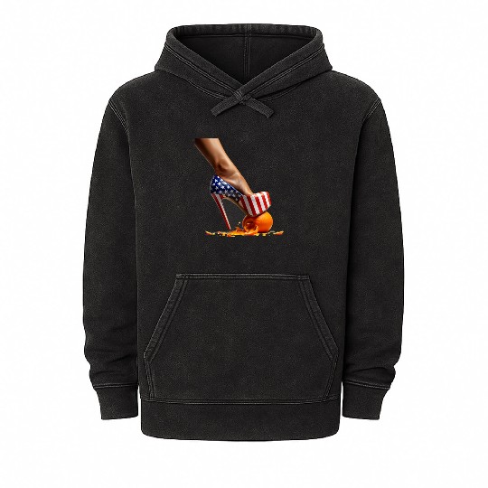 Kamala Heels Stepping On Orange Mineral Wash Hoodies