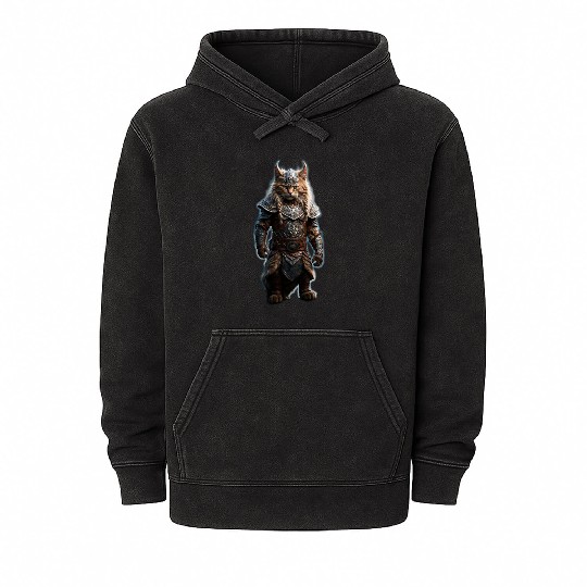 Viking cat Valhalla calling me Mineral Wash Hoodies