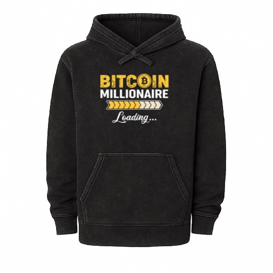 Bitcoin Millionaire loading Design Mineral Wash Hoodies