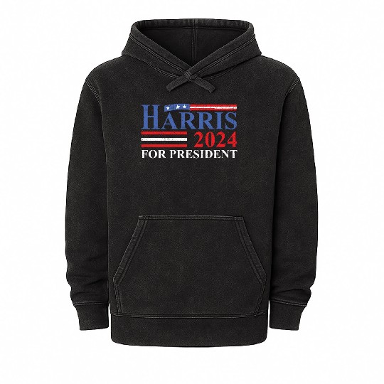 Kamala Harris 2024 For President Election Campaign Mineral Wash Hoodies